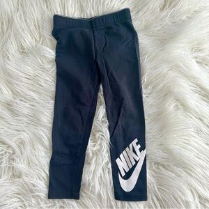 Nike Black Kids Leggings with White Logo